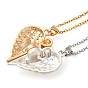 2Pcs 2 Color Alloy Magnetic Heart Pendant Necklaces Set, Matching Couple Necklaces for Valentine's Day