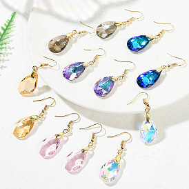 Exquisite Long Austrian Waterdrop Earrings with Shimmering Zircon Crystals - Fashionable, Luxurious and Colorful