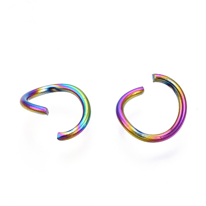Ion Plating(IP) Rainbow Color 304 Stainless Steel Open Jump Rings, Round Ring