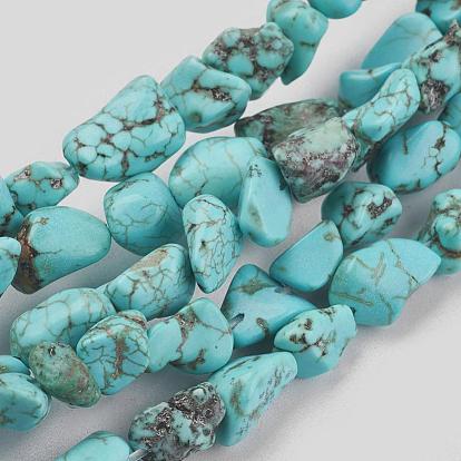 Natural Magnesite Beads Strands, Dyed & Heated, Chip, 6~12x6~18x4~8mm, Hole: 1mm, about 45pcs/strand, 15.75 inch