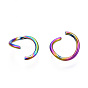 Placage ionique (ip) couleur arc-en-ciel 304 anneaux ouverts en acier inoxydable, rond