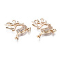 Brass Micro Pave Clear Cubic Zirconia Pendants, Long-Lasting Plated, Cadmium Free & Lead Free, Christmas Reindeer/Stag