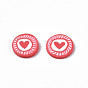 Handmade Polymer Clay Cabochons, Fashion Nail Art Decoration Accessories, FLat Round with Heart