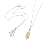 2Pcs 2 Color Brass Bar Link Chains Macrame Pouch Empty Stone Holder for Pendant Necklaces Making