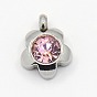 201 Stainless Steel Rhinestone Charm Pendants, Grade A, Faceted, Mixed, 9x6~8x3~4mm, Hole: 1mm