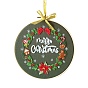 Christmas Themed DIY Embroidery Sets, Including Imitation Bamboo Embroidery Frame, Iron Pins, Embroidered Cloth, Cotton Colorful Embroidery Threads