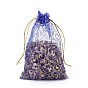 Organza Bags, Royal Blue, Golden Twisted Tendril Pattern