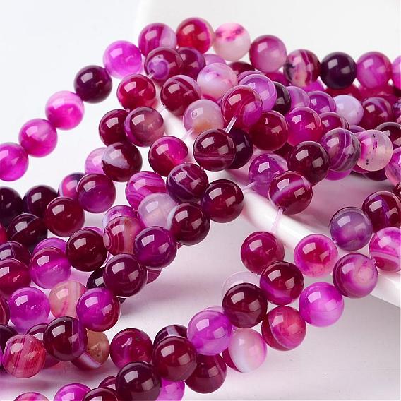Natural Agate Beads, Dyed, Round, Grade A