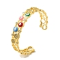 Разноцветный эмалевый браслет-манжета с фианитами от сглаза, украшения из латуни для женщин