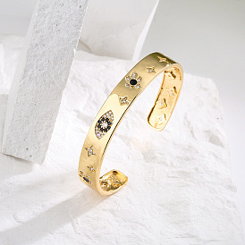 Винтажный браслет с геометрическим рисунком, покрытием из 18k золота и камнями фианита