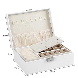 Imitation Leather Jewelry Storage Boxes, for Earrings, Rings, Necklaces, Rectangle