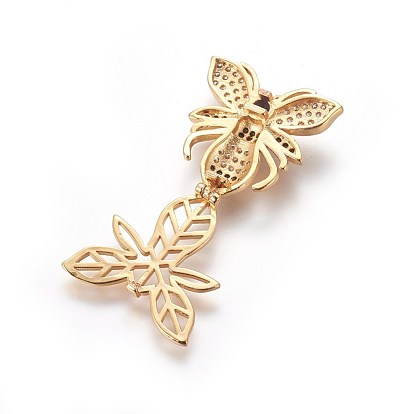 Brass Micro Pave Cubic Zirconia Slide Charms, Insect