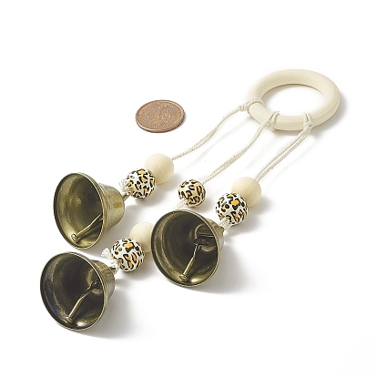 Protection des cloches de sorcière en fer pour cintre de bouton de porte, avec perles en bois imprimé léopard, pour la décoration de la cuisine de la maison bohème