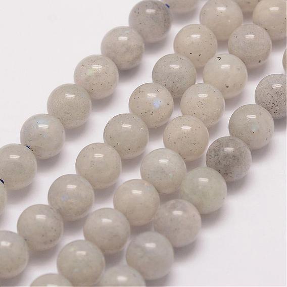Labradorite naturelle rangées de perles, ronde