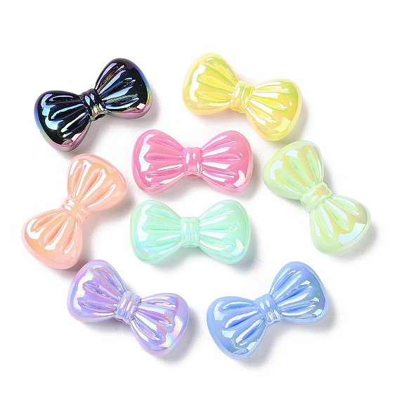 Uv perles acryliques plaqués, iridescent, bowknot