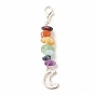 Chakra Theme Natural Gemstone Pendant Decorations, with Alloy Lobster Claw Clasps, Moon Pendant