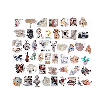 Retro Paper Self-Adhesive Stickers, for Suitcase, Skateboard, Refrigerator, Helmet, Mobile Phone Shell, Mixed Patterns
