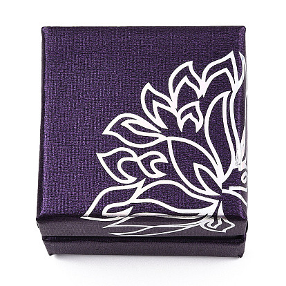 Печатные картон комплект ювелирных изделий коробки, с черной губкой внутри, площадь с цветочным узором
