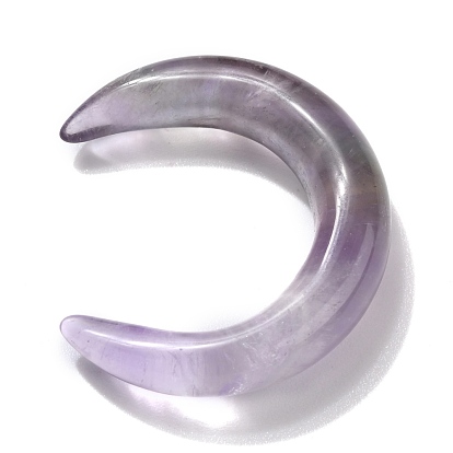 Natural Amethyst Beads, No Hole, for Wire Wrapped Pendant Making, Double Horn/Crescent Moon