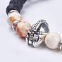 Natural Lava Rock Stretch Bracelets, with Gemstone Beads and Tibetan Style Alloy Beads, Gladiator Helmet