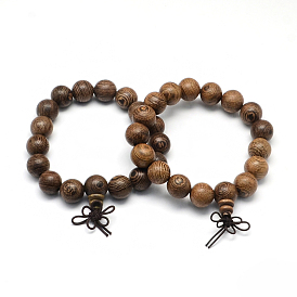 Bracelets de perle de mala en bois, bracelets élastiques