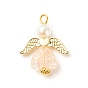 Colgantes de acrílico transparentes, con cuentas de ala de aleación y cuentas redondas de perlas de imitación de plástico abs, ángel