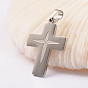Ion Plating(IP) 304 Stainless Steel Pendants, Cross, 40x24x2mm, Hole: 4.5x6.5mm