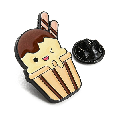 Food Theme Enamel Pins, Black Alloy Badge for Backpack Clothes, Drink/Hamburger/Ice Cream