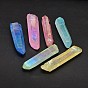 Dyed Nuggets Natural Electroplated Crystal Pendants, AB Color, 25~75x6~16mm, Hole: 1mm