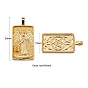 10Pcs 1 style Brass Micro Pave Clear Cubic Zirconia Tarot Card Pendants, Real 18K Gold Plated, Long-Lasting Plated