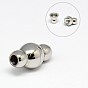 304 Stainless Steel Magnetic Clasps with Glue-in Ends, Round, 16x9mm, Hole: 3mm