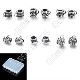 Unicraftale 6Pcs 6 Style 304 Stainless Steel Tube Bails, Loop Bails, Bail Beads, Column & Tube & Rondelle
