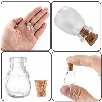 Bouteille en verre ovale pour conteneurs de perles, avec bouchon en liège, souhaitant bouteille, 25x15mm, Trou: 6mm