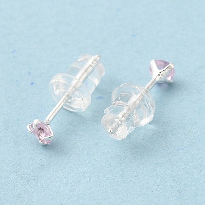 Cubic Zirconia Diamond Stud Earrings, 925 Sterling Silver Jewelry for Women