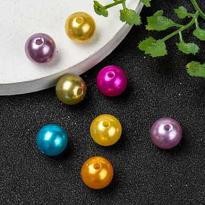 Perles acryliques en nacre d'imitation , ronde, 10mm, trou: 2 mm, environ 1000 pcs / 500 g