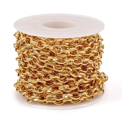Brass Cable Chain, Soldered, with Spool, Flat Oval, for Jewelry Making