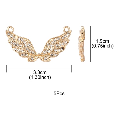 Alloy Pendants, with Crystal Rhinestone, Wing Charms