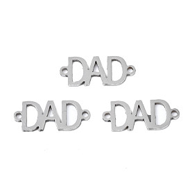 Ion Plating(IP) 201 Stainless Steel Connector Charms, Laser Cut, Word DAD