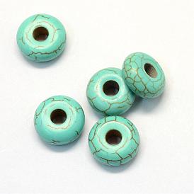 Perles de turquoise synthétiques, rondelle, teint