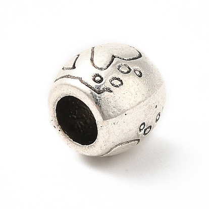 Tibetan Style Alloy European Beads, Large Hole Beads, Rondelle with Pigeon