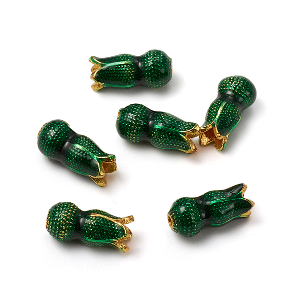 Golden Plated Alloy Beads, with Enamel, Flower
