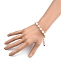 Bracelets de perles tressées en fil de nylon ajustable, avec perles de culture d'eau douce naturelles et perles en laiton, réel 18 k plaqué or