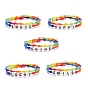 Mot acrylique coloré et bracelet jonc en perles de verre, bracelet double couche pour femme