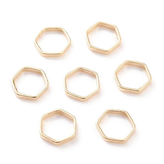 Brass Linking Rings, Long-Lasting Plated, Hexagon