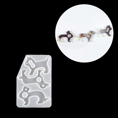 Moldes de silicona de calidad alimentaria para abrir puertas sin contacto con forma de perro y conejo, moldes de llavero sin contacto, para resina uv, fabricación de joyas de resina epoxi