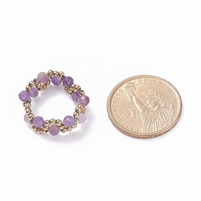Bague en perles de verre et pierres précieuses naturelles tressées, bijoux enroulés de pierres précieuses pour femmes