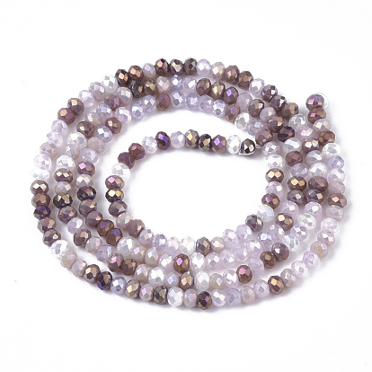 Perles en verre electroplate, de couleur plaquée ab , facette, rondelle