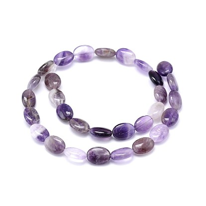Natural Amethyst Flat Oval Bead Strands, 14x10x6mm, Hole: 1mm, about 29pcs/strand, 15.7 inch