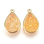 Resin Imitation Druzy Crystal Pendants, with Brass Findings, Drop