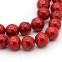 Natural White Jade Dyed Beads, Red, Round, 8mm, Hole: 1mm, about 50pcs/strand, 16 inch